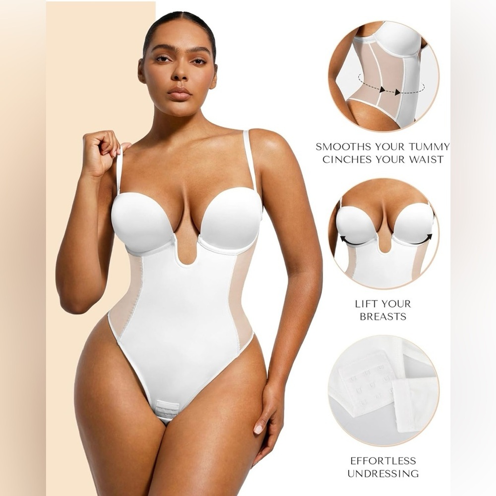 SHAPELLX Women’s Strapless Shapewear Bodysuit U Plunge Corset Tummy Control - Picture 4 of 8